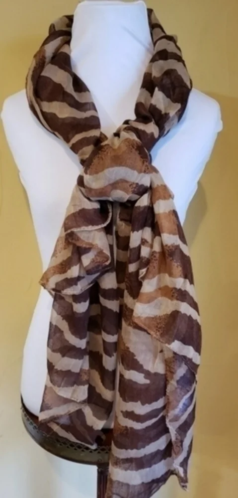 NWT ‎ Shades of Brown Zebra Large Scarf